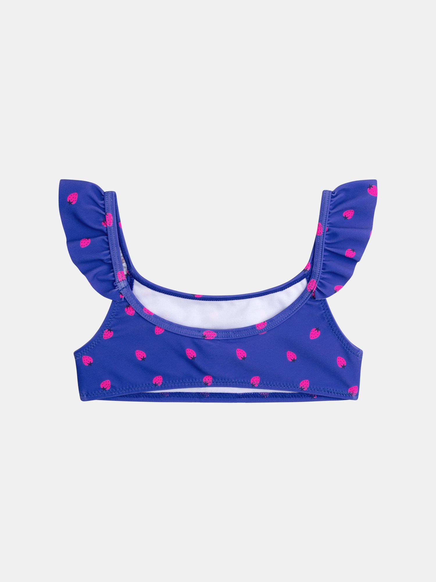 Costume da bagno blu a 2 pezzi con stampa di fragole per ragazze.PRODUCT