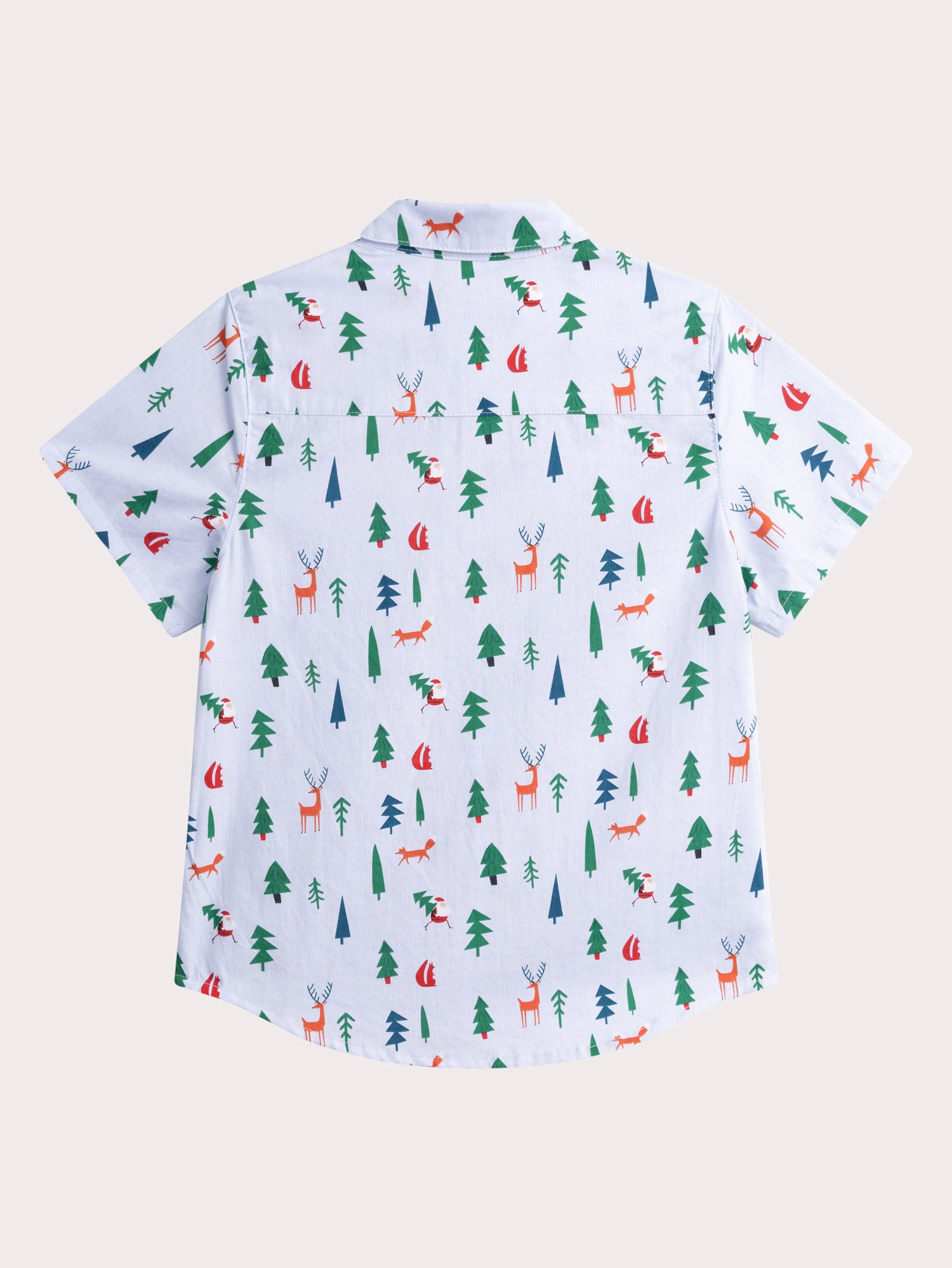 Camicia a Maniche Corte Blu Stampata con Fiocco