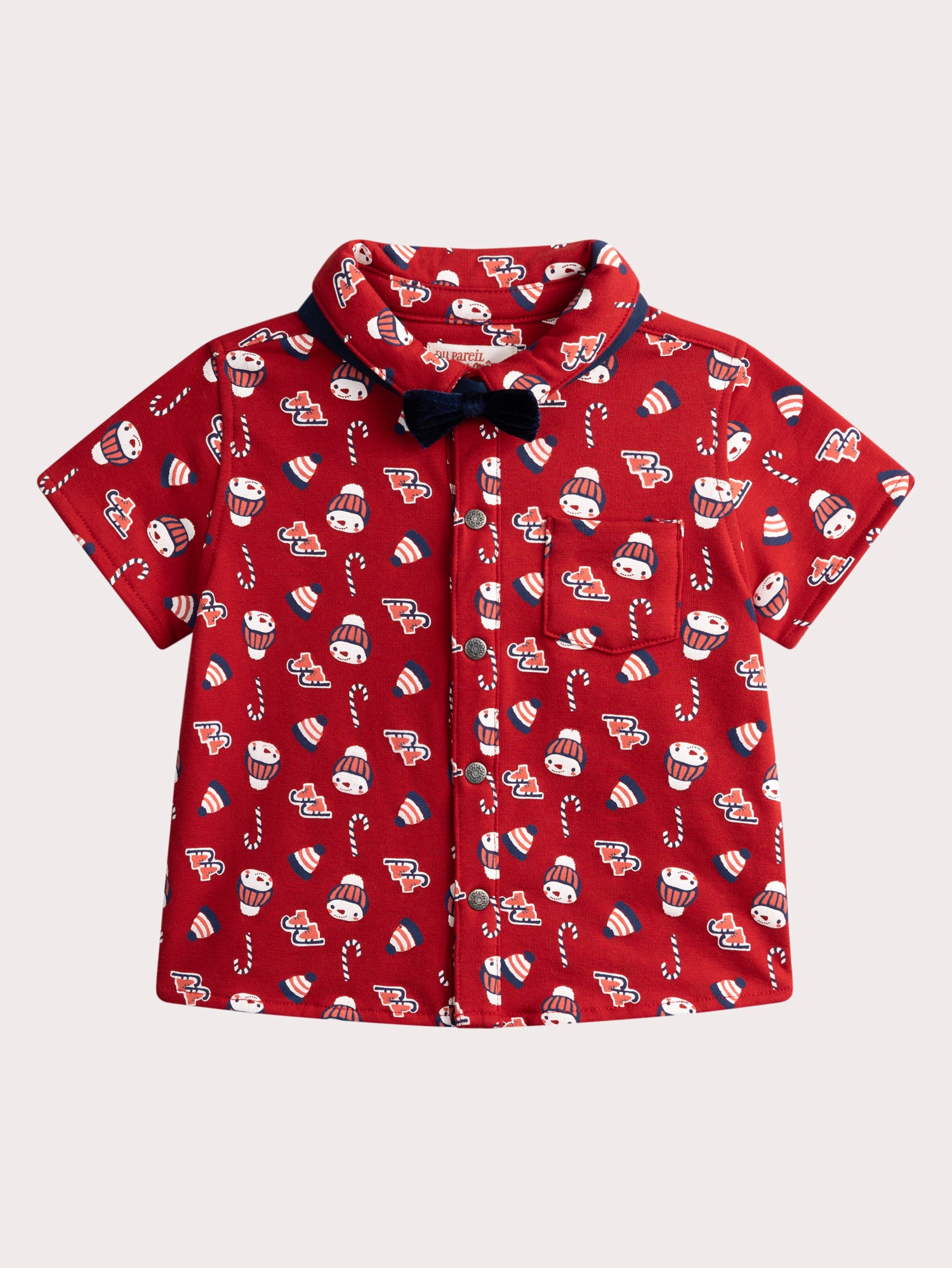 Camicia a maniche corte con stampa invernale per bambino