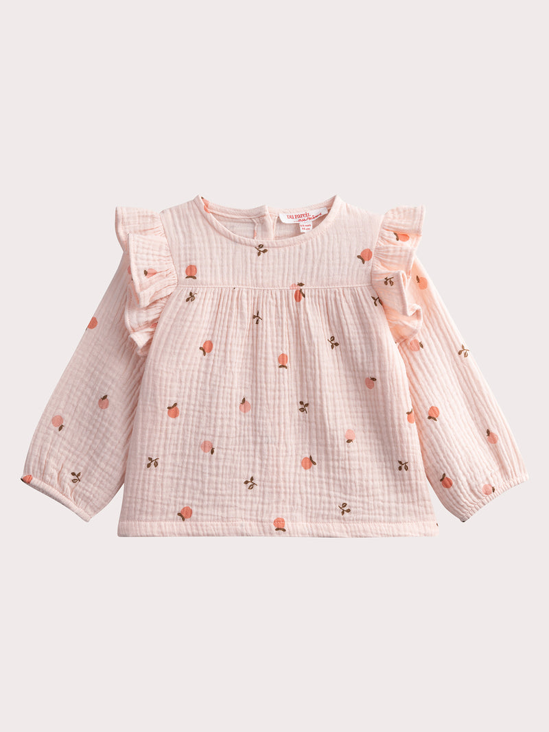 Completo rosa in gauze di cotone per bambina