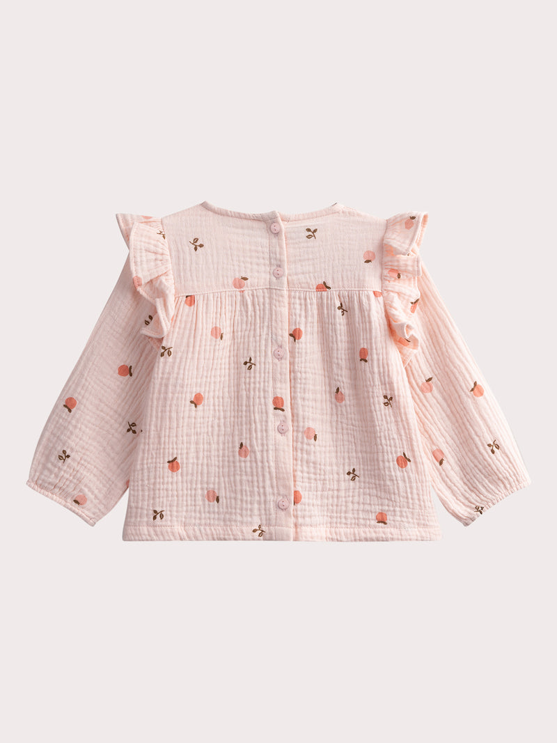 Completo rosa in gauze di cotone per bambina