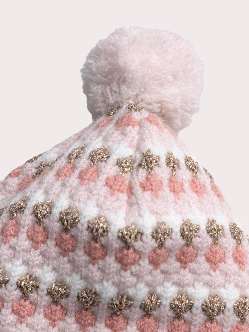 Cappello Rosa Stampato Fantasia per Bambina