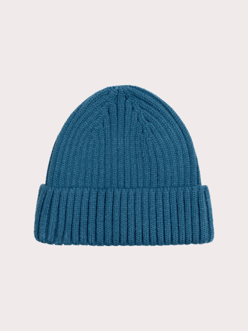 Cappello blu a coste per bambino