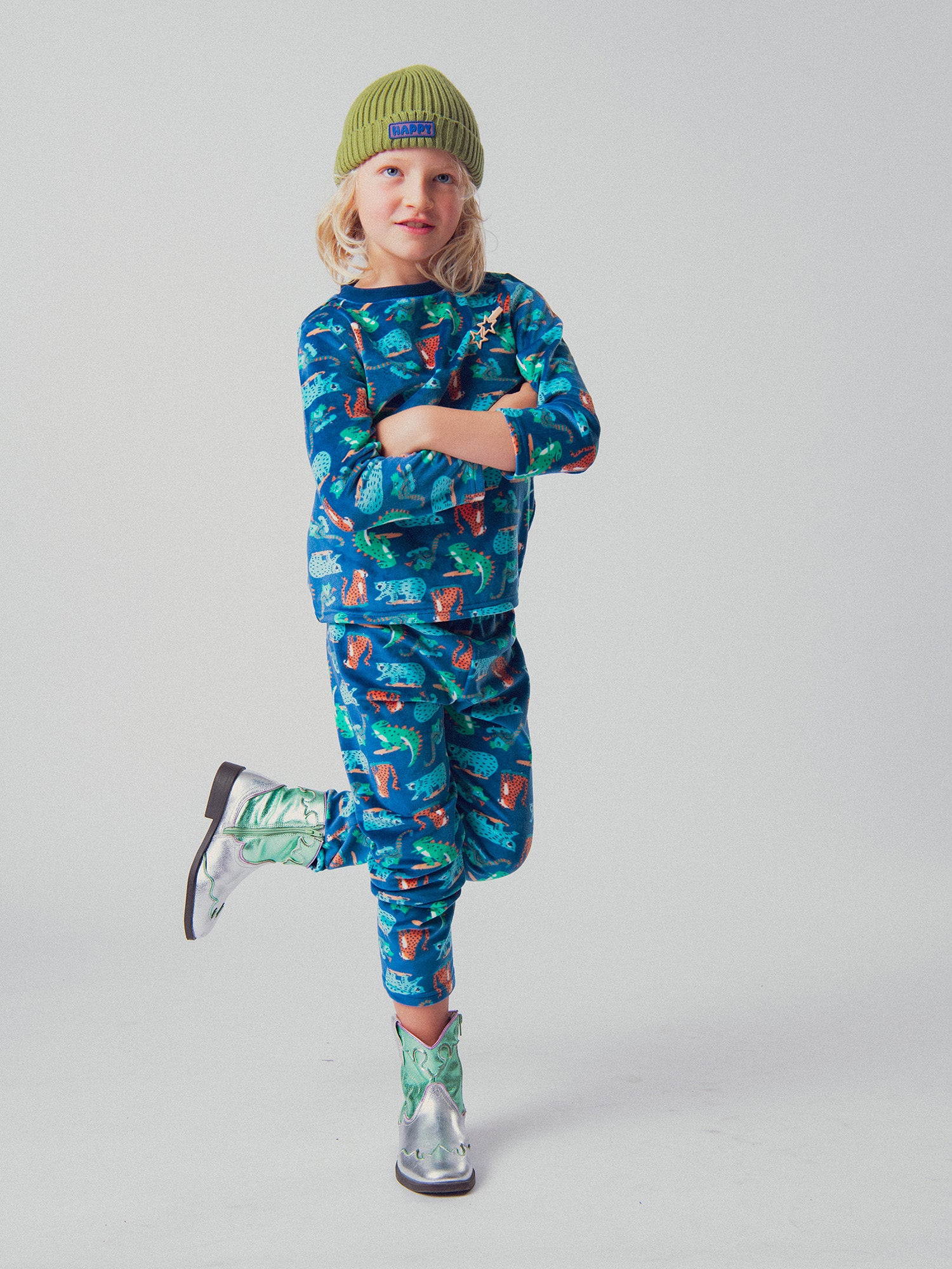 Pigiama animali sullo skate per bambino