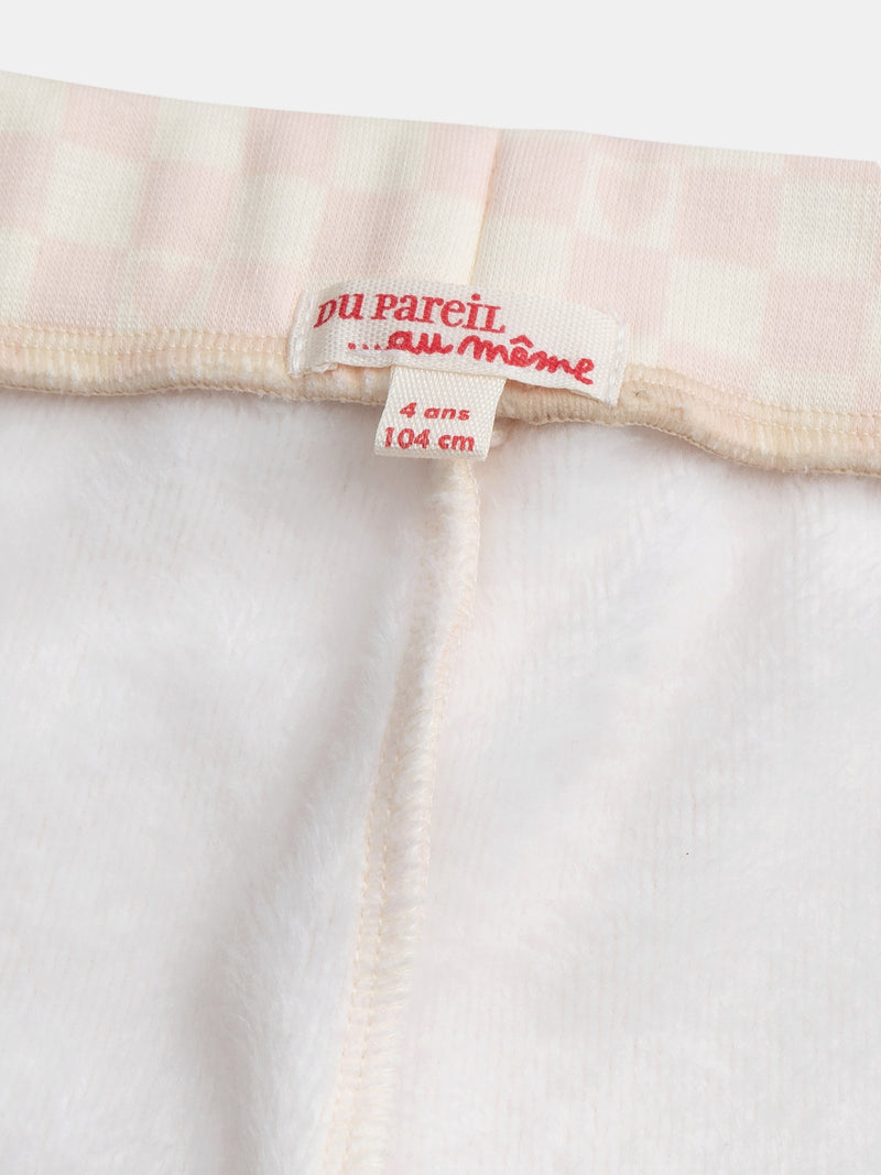 Pantaloni foderati caldi a rombi rosa e ecru per ragazze