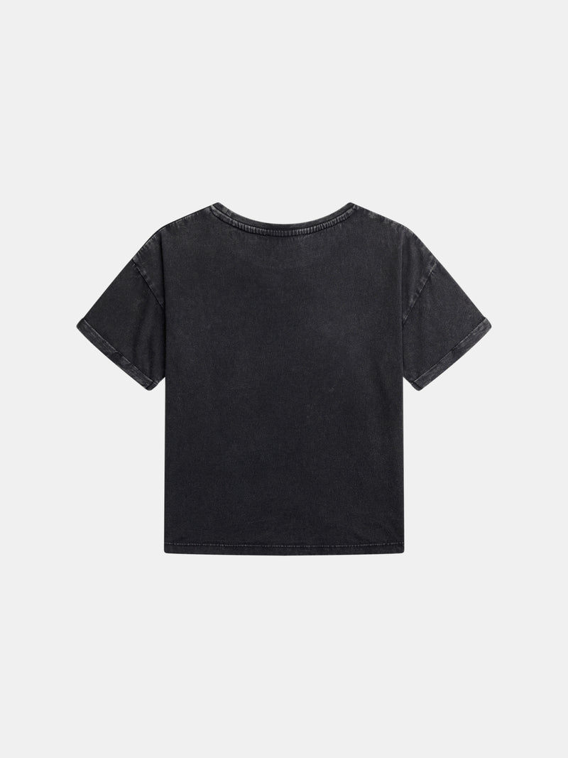T-shirt grigio scuro con animazione unicorno per bambine