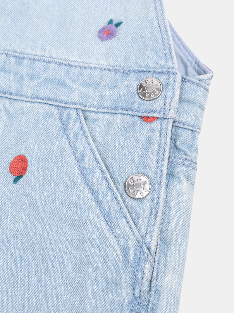 Salopette in denim ricamata per ragazze