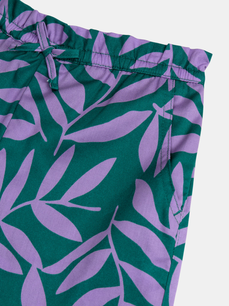 Pantaloni verdi con stampa foglia per ragazze
