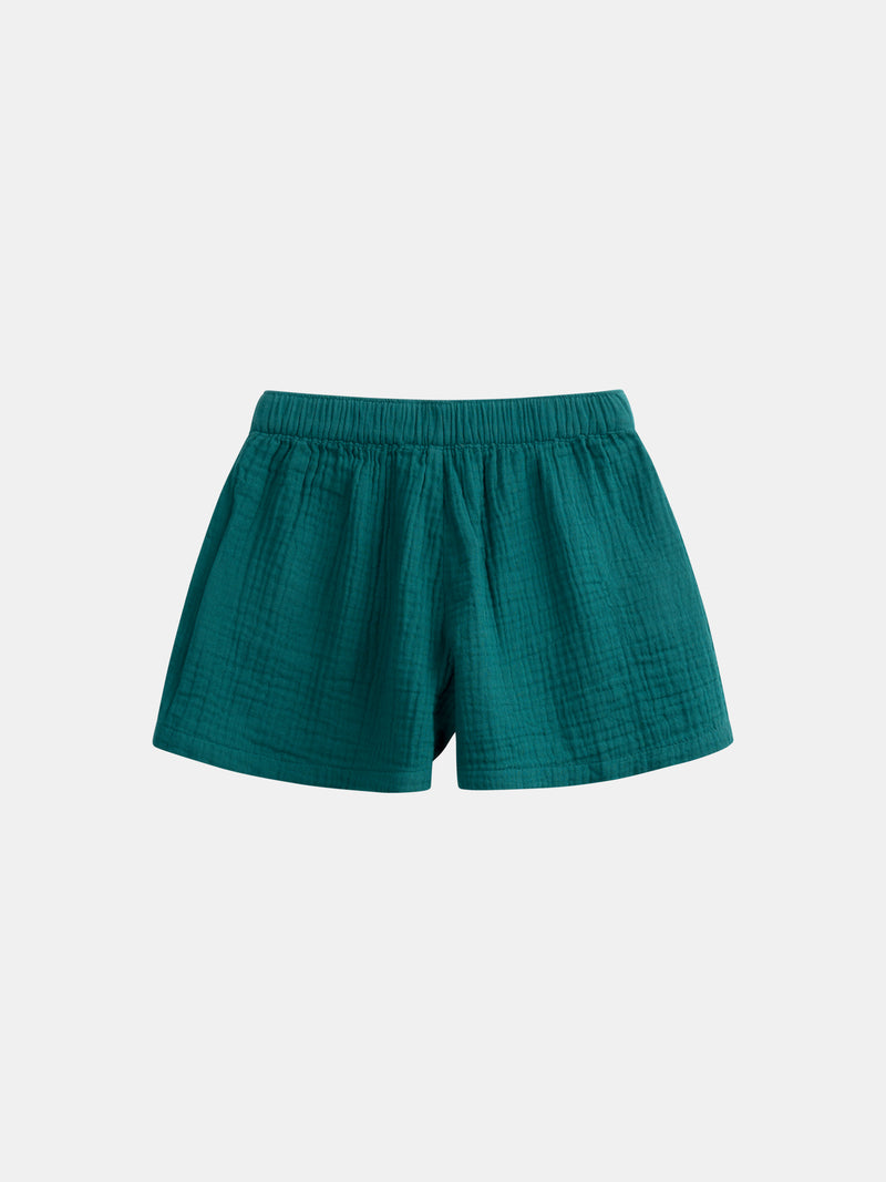 Short verde con ricami floreali per ragazze