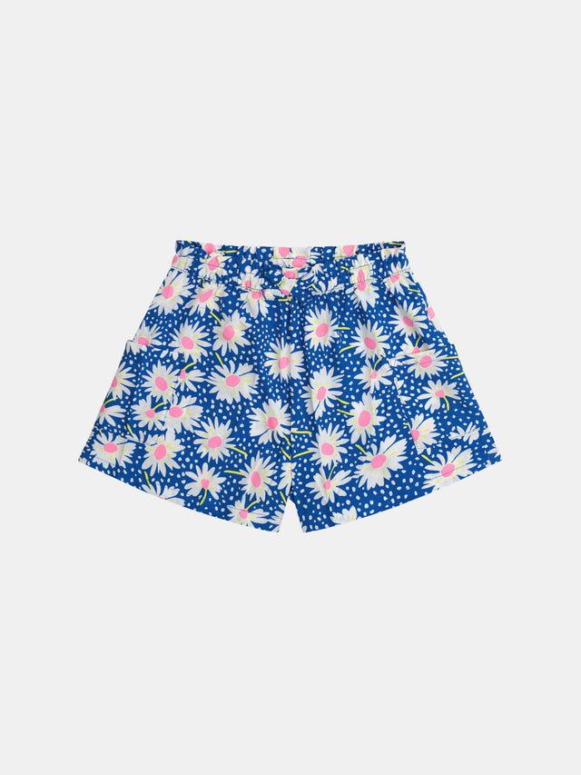 Pantaloni corti blu marino con stampa floreale per ragazze