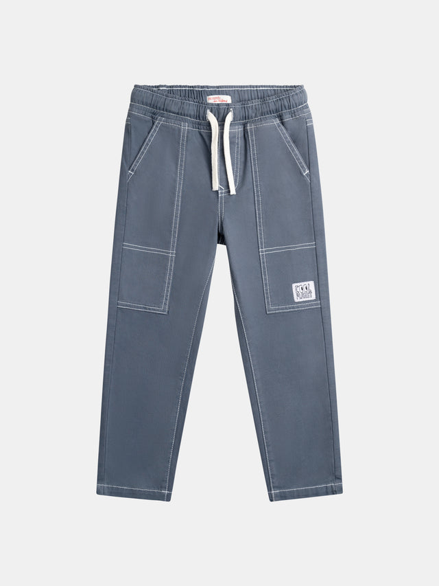 Pantaloni blu scuro con cuciture a contrasto per ragazzi