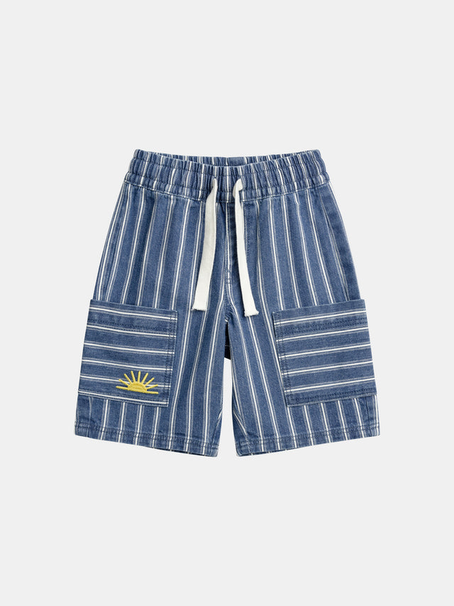 Bermuda blu a righe con tasche per ragazzo