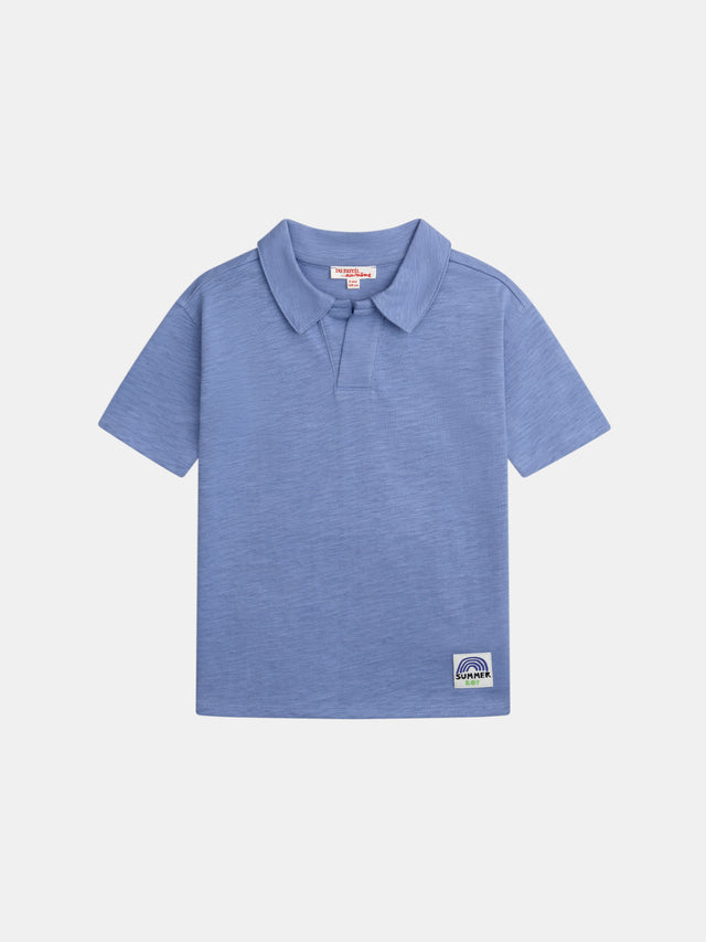 T-shirt blu con animazione sul retro per ragazzi