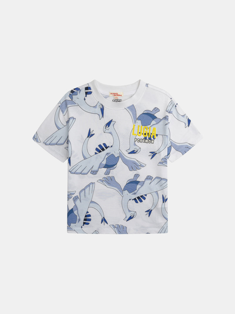 T-shirt bianca con stampa di Pokémon Lugia