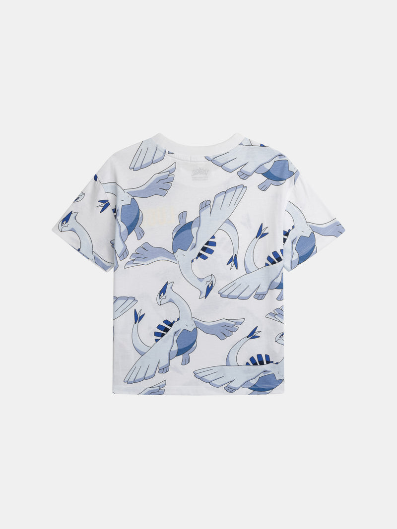 T-shirt bianca con stampa di Pokémon Lugia