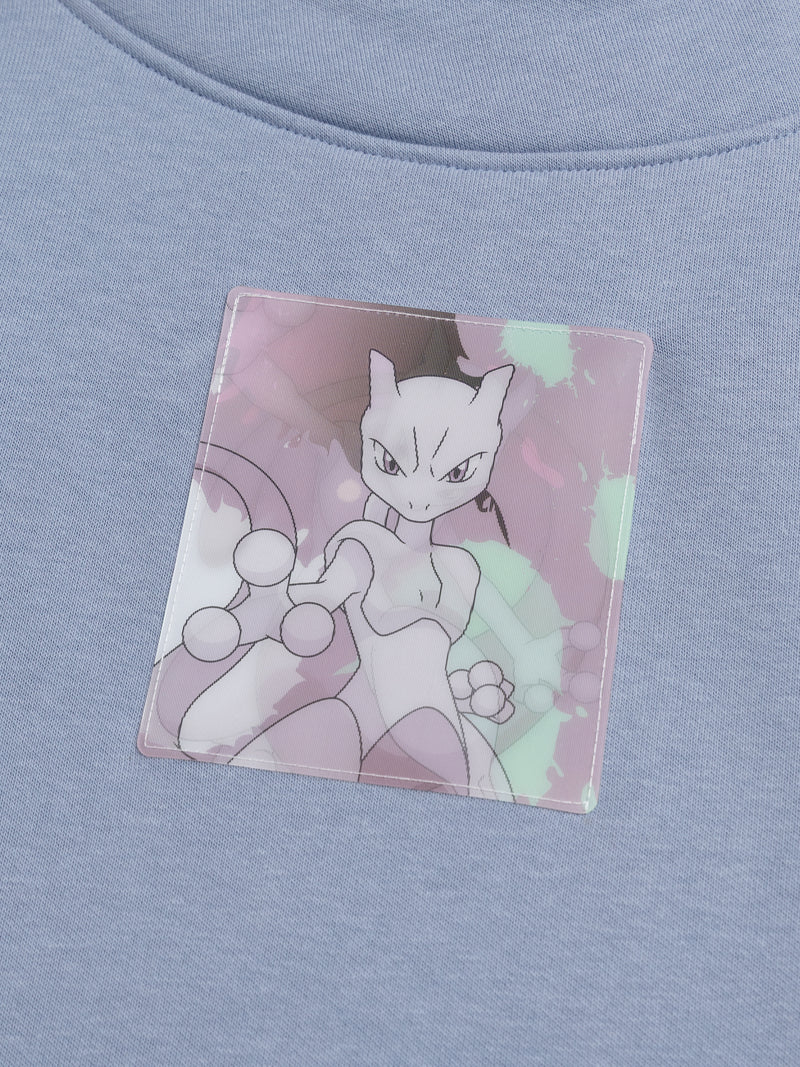 Felpa blu con badge Pokémon Mewtwo
