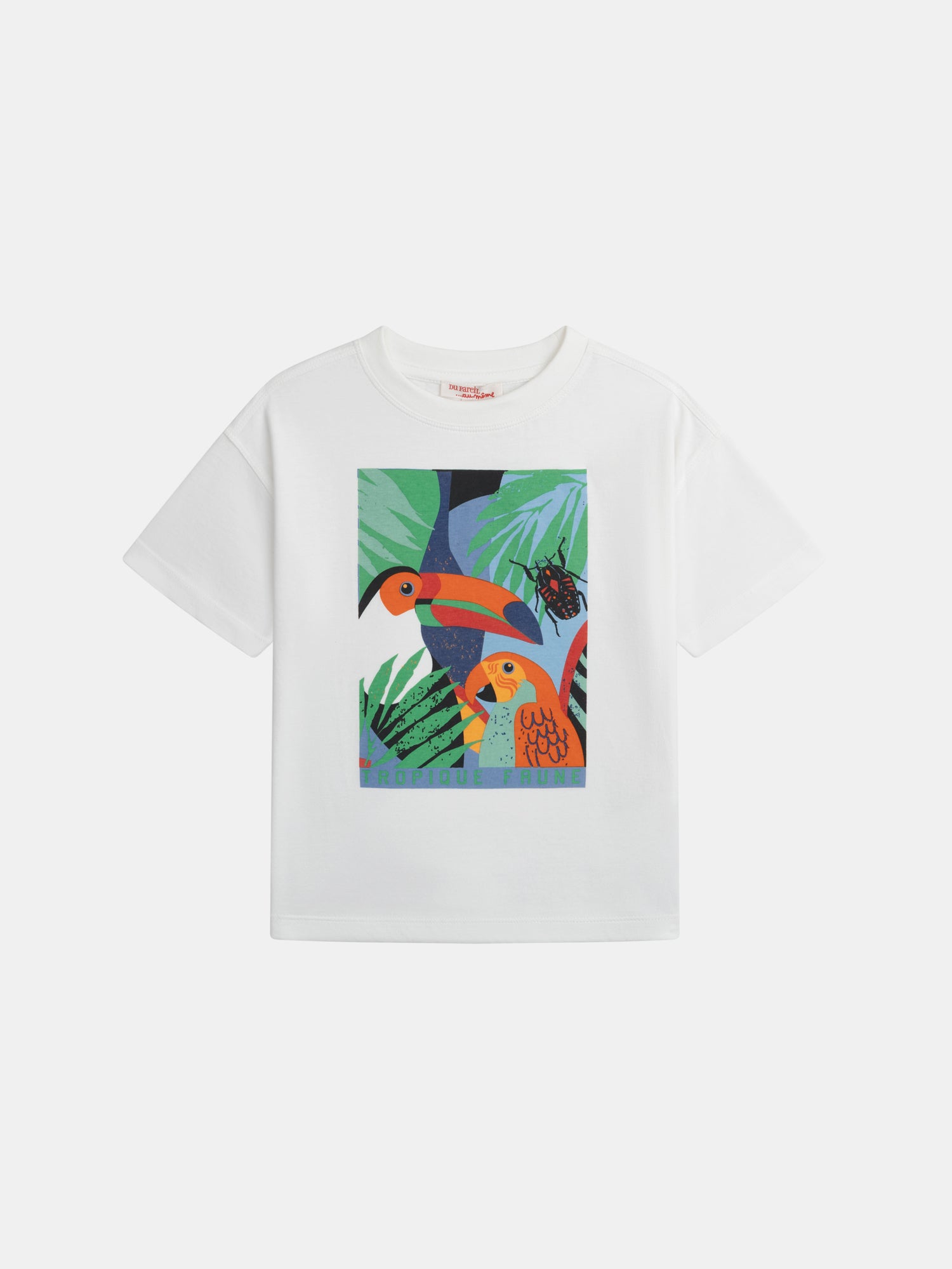 Ensemble t-shirt écru et short rouge avec animation pour garçon