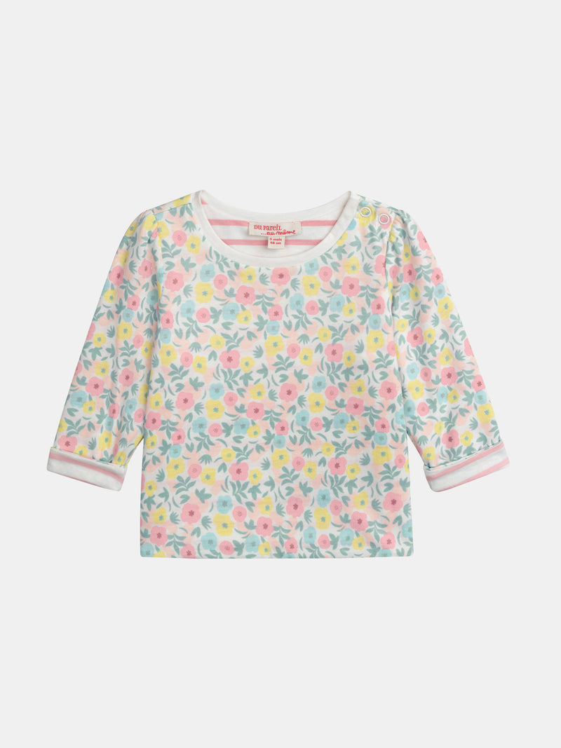 T-shirt reversibile con motivo fiori pastello per bambina