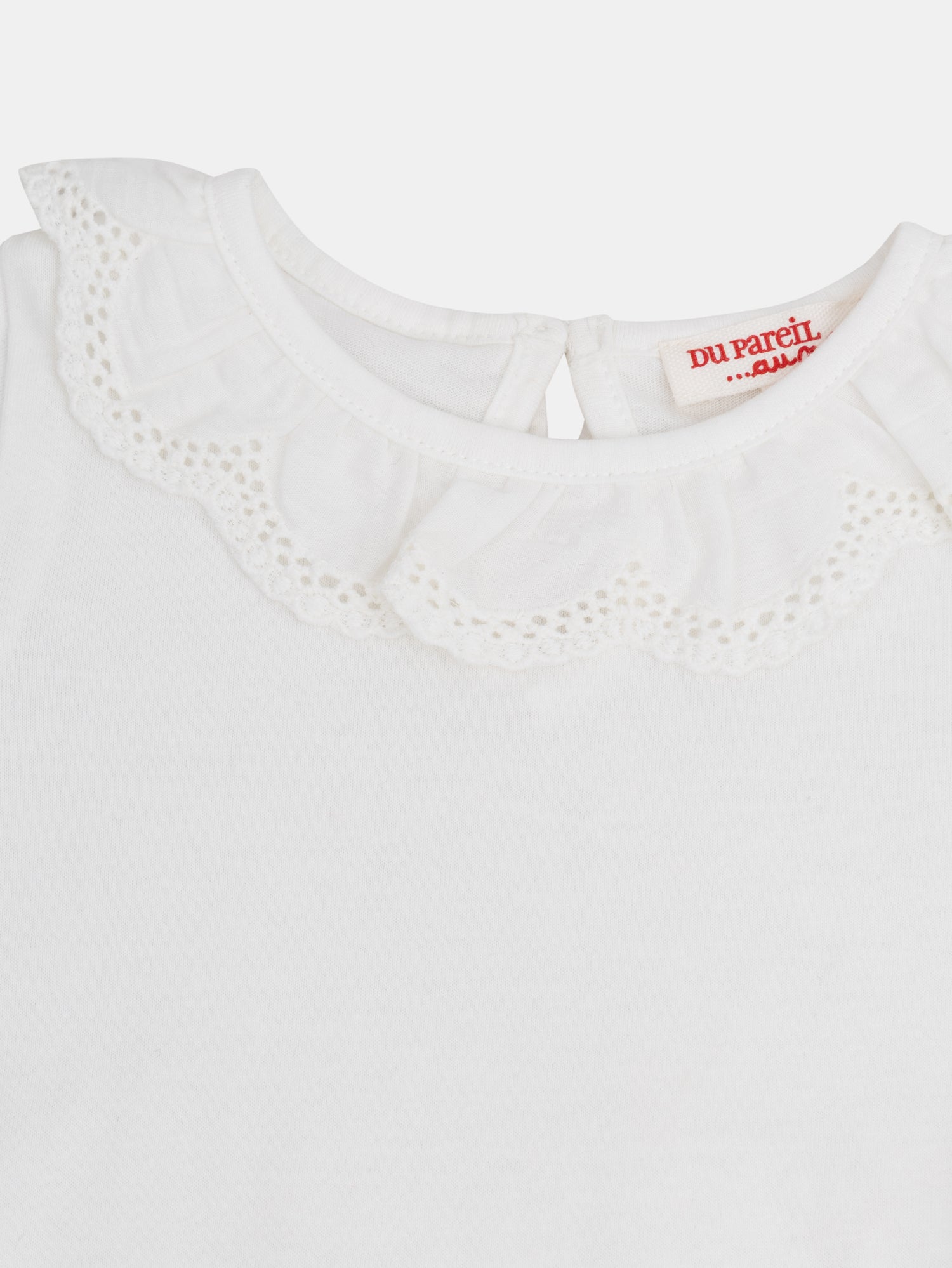 Reggiseno rosa polveroso con colletto ricamato e arricciato per bambina