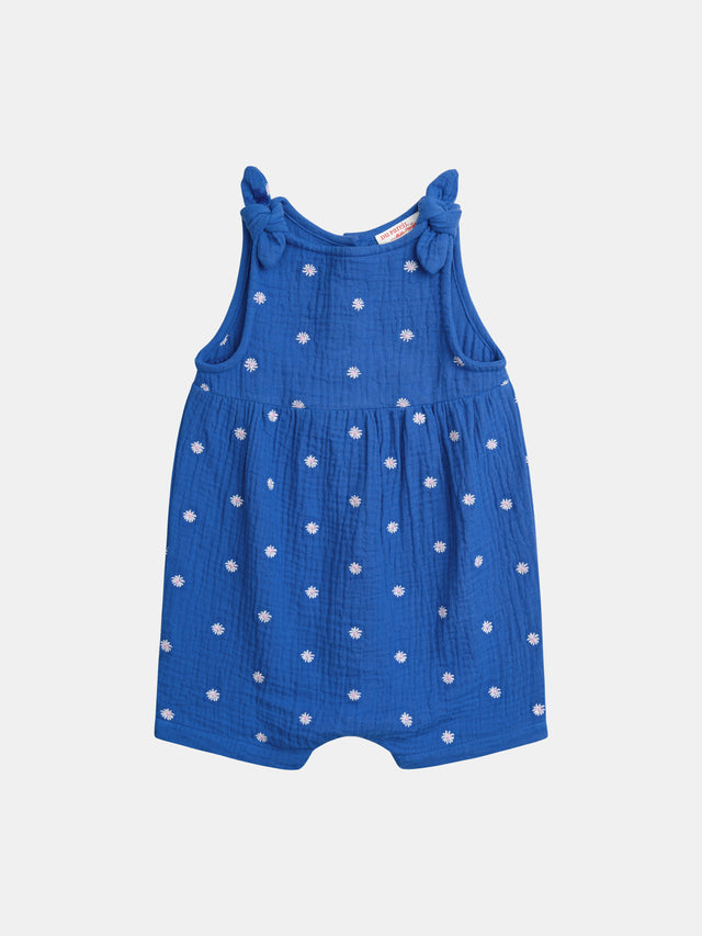 Salarina blu con ricamo floreale integrale per bambina