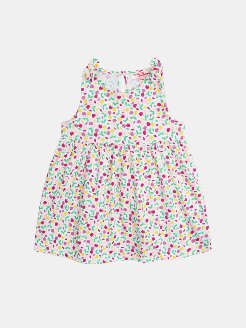 Vestito multicolore con stampa di ciliegie per bambina