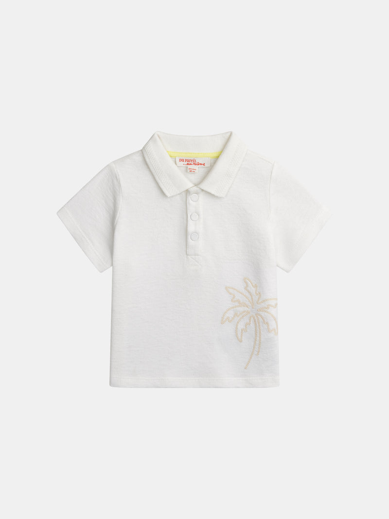 Polo ecru con ricamo di palma per bambino