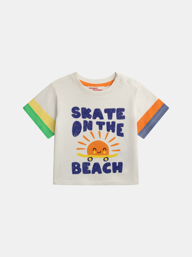 T-Shirt a Maniche Corte "Skate on the Beach" per Neonati Maschi