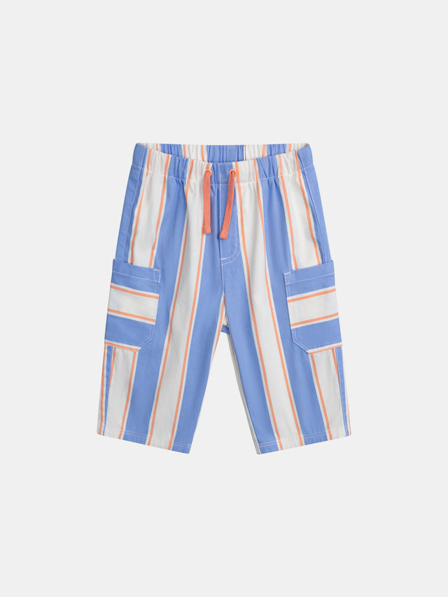 Pantaloni rigati blu e pesca per bimbo