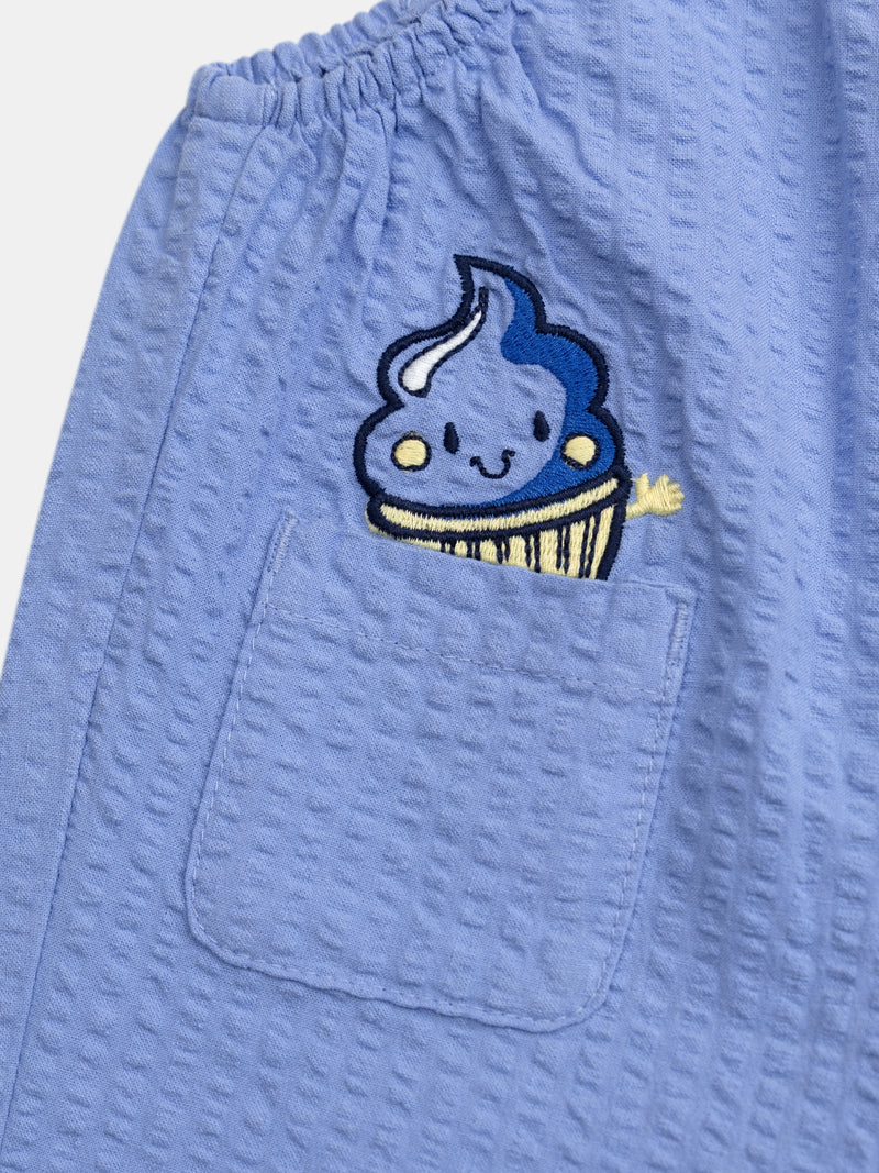 Salopette corta blu per bambino