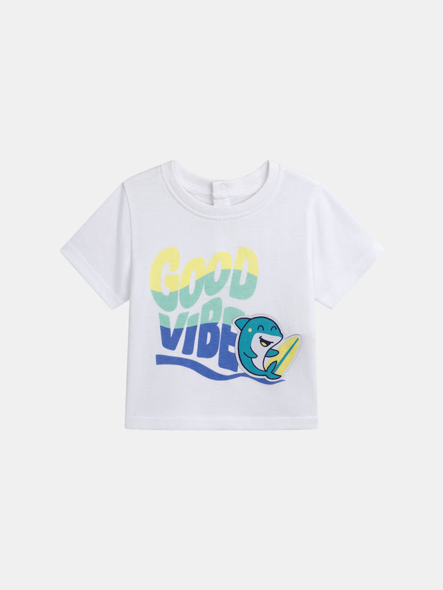 Tee-shirt blanc "Good Vibe"pour bébé garçon