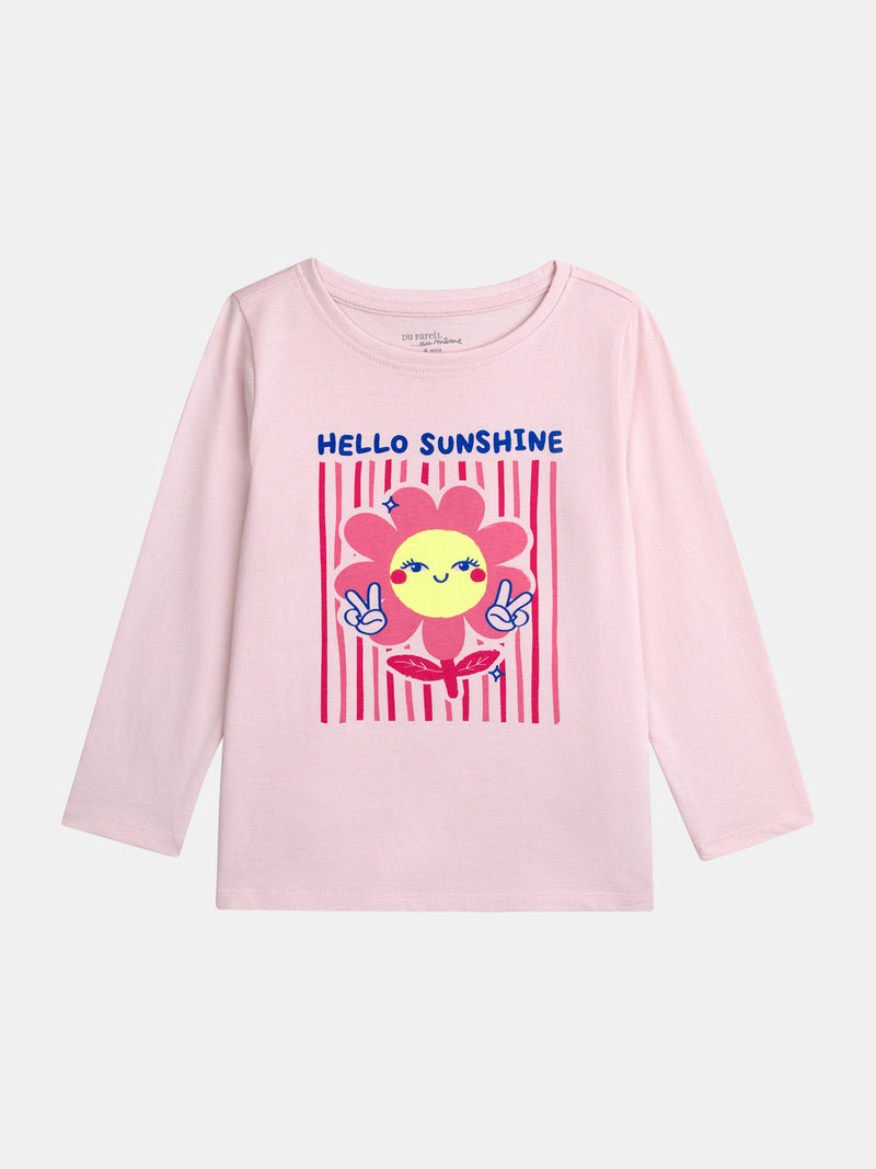 Pigiama lungo rosa "Hello Sunshine" per bambine