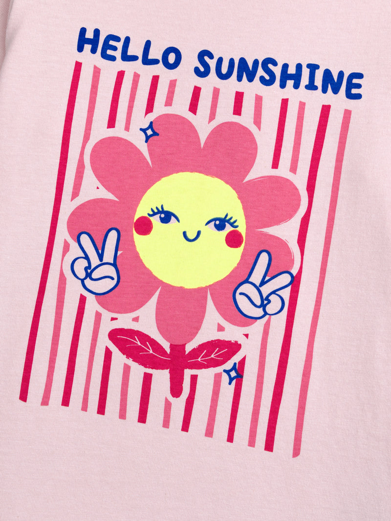 Pigiama lungo rosa "Hello Sunshine" per bambine