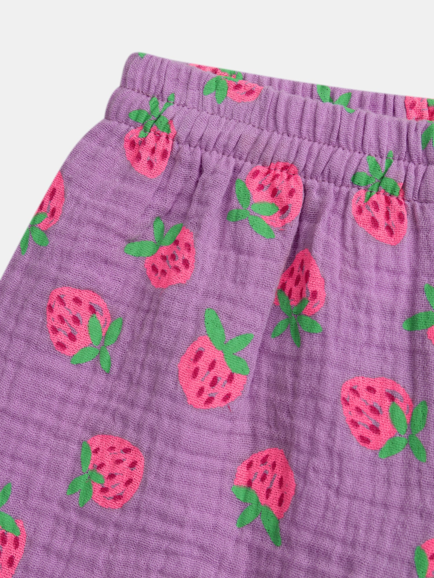 Pigiama corto viola con stampa "Fragole Gourmet" per ragazze