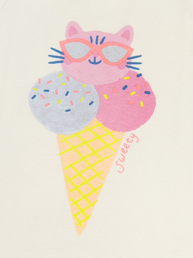 Pigiama senza maniche con stampa "Gatto Gelato" per ragazze