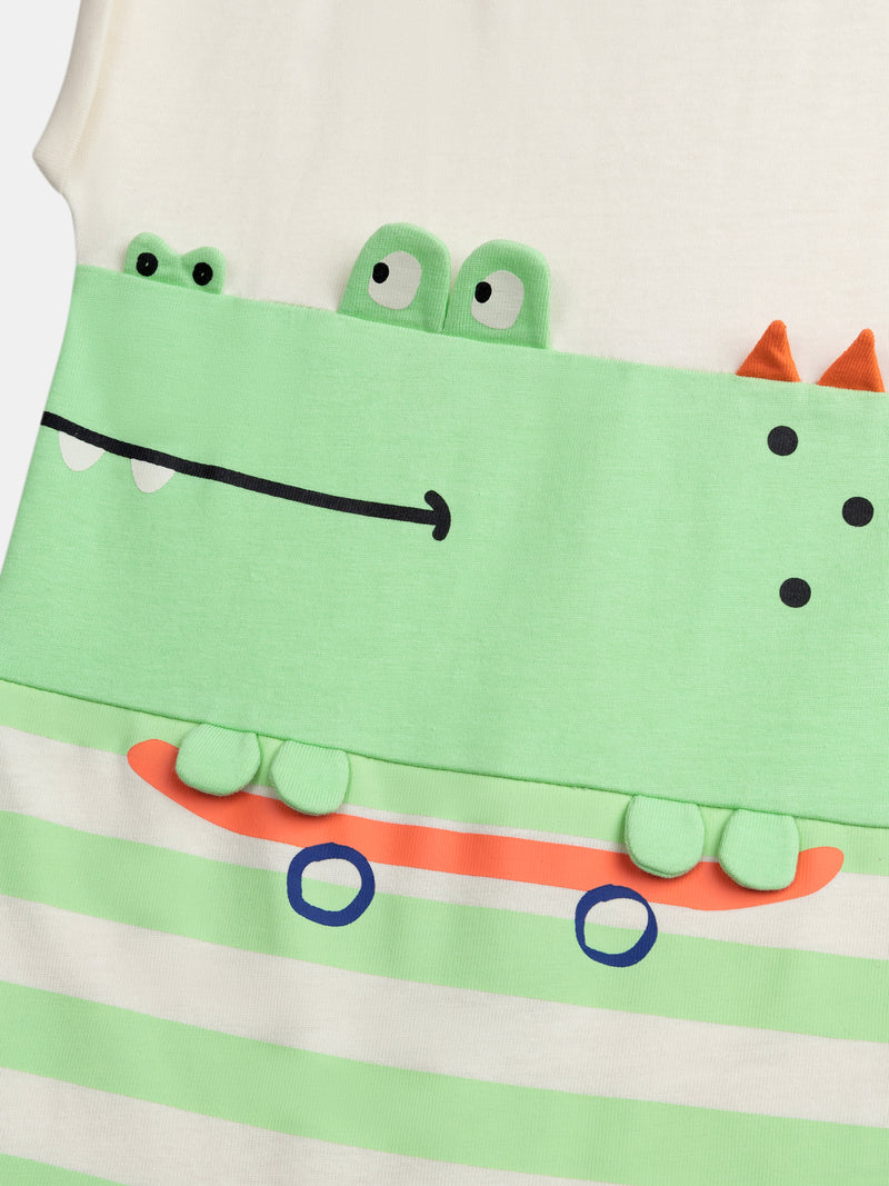 Tutina con stampa "Coccodrillo Skater" per bambini
