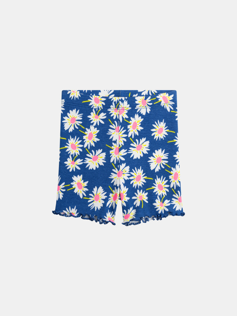 Collant Blu con Fiori per Bambina