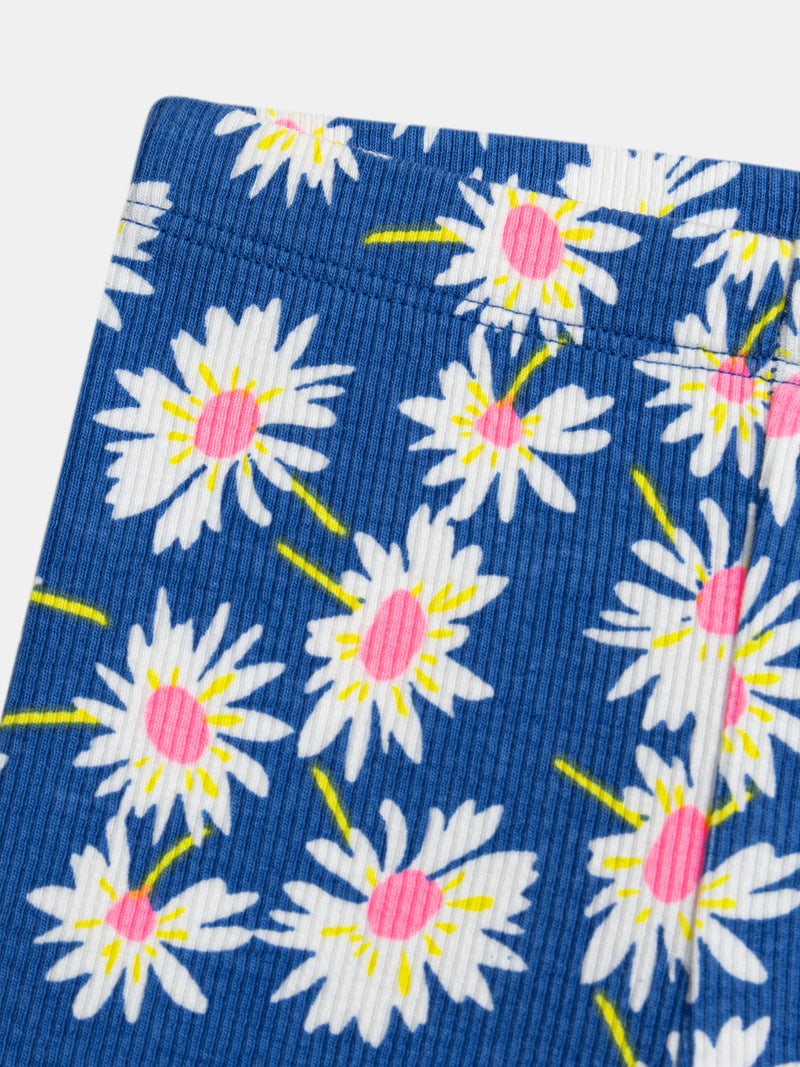 Collant Blu con Fiori per Bambina