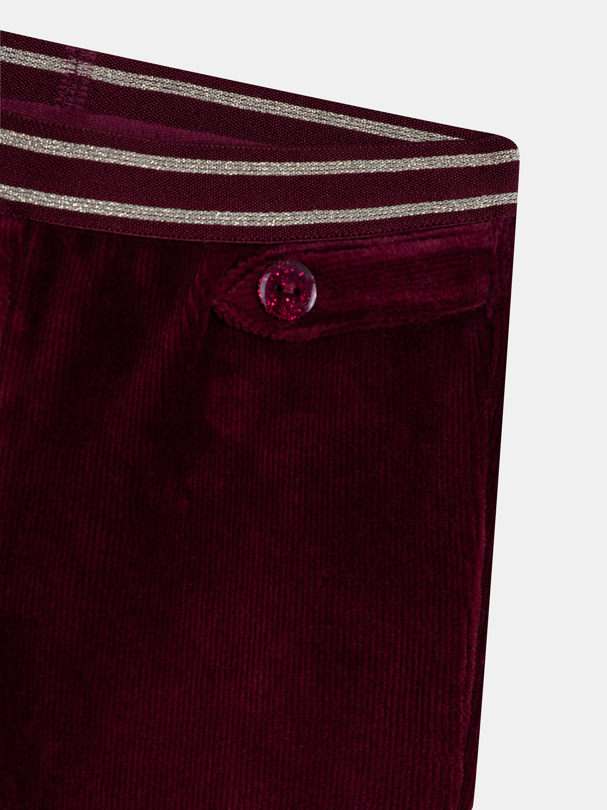Pantaloni in velluto viola con cintura alla moda per ragazze