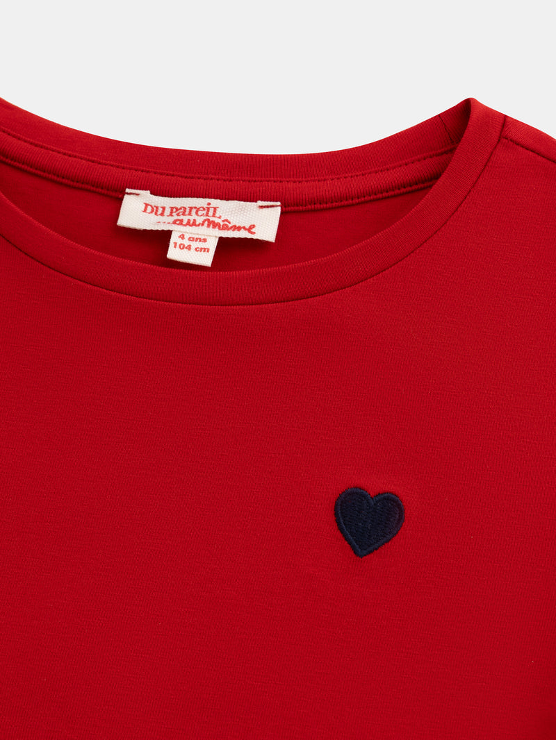 Abito rosso con ricamo a cuore per ragazze