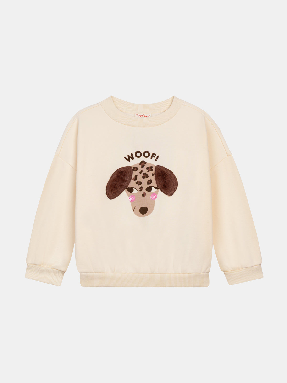 Sweatshirt ecru con animazione di cane per ragazze
