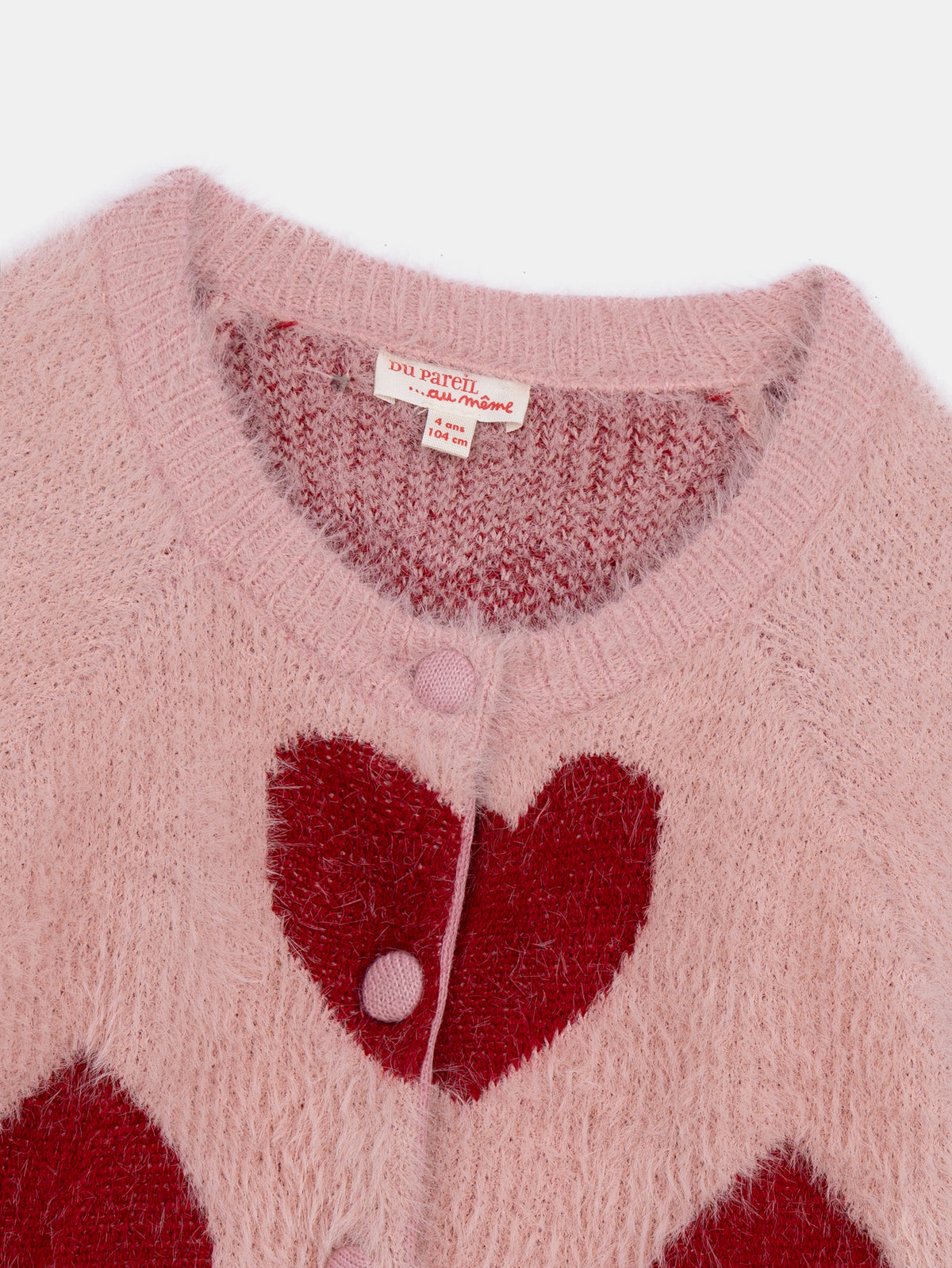 Cardigan rosa con motivo a cuori per ragazze