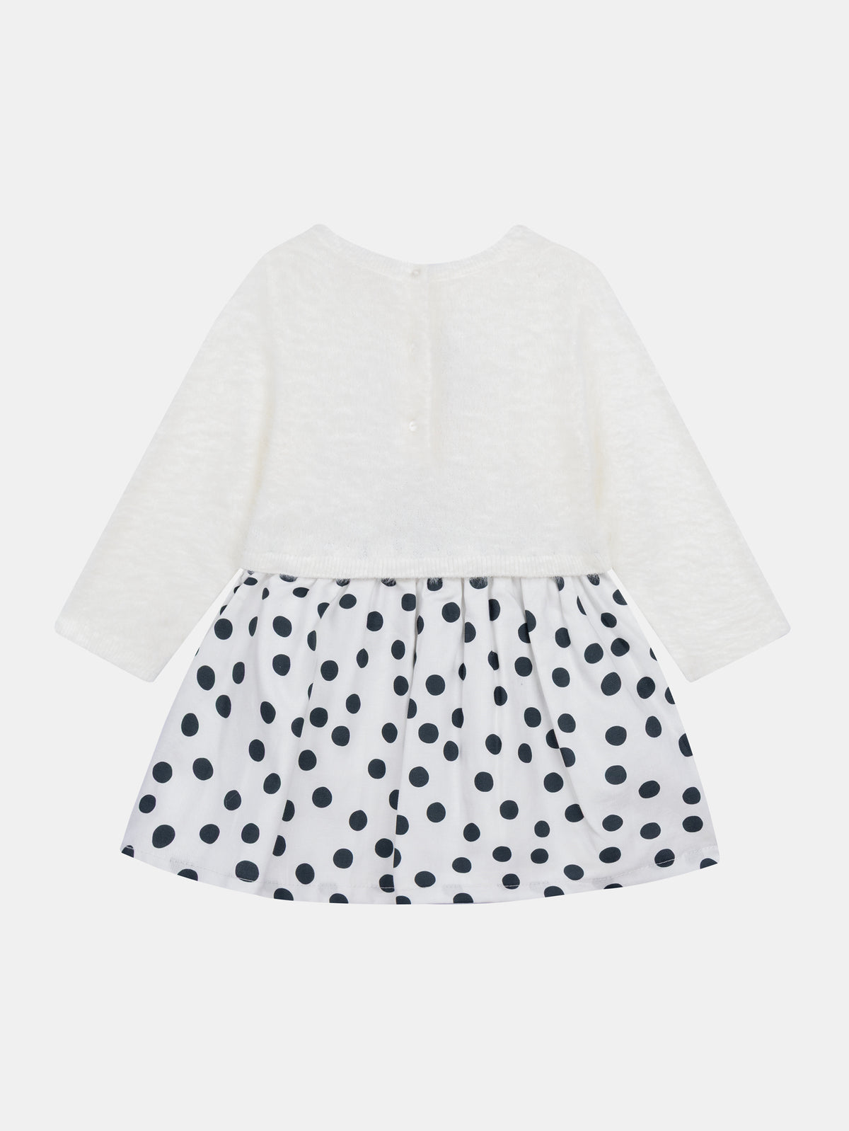 Abito 2-in-1 con parte superiore morbida e gonna a pois per bambina