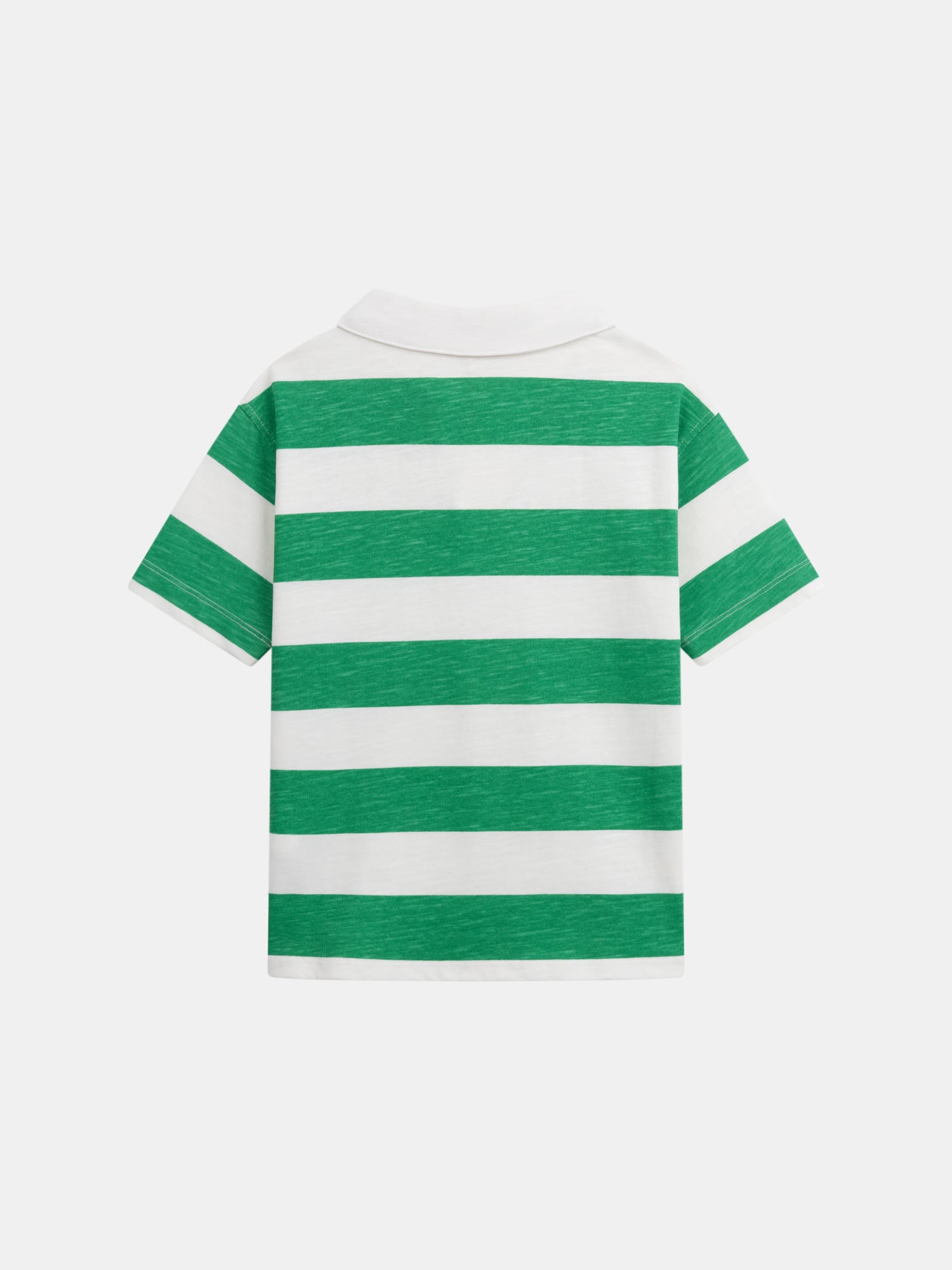 T-shirt polo ecru a righe verdi per bambino