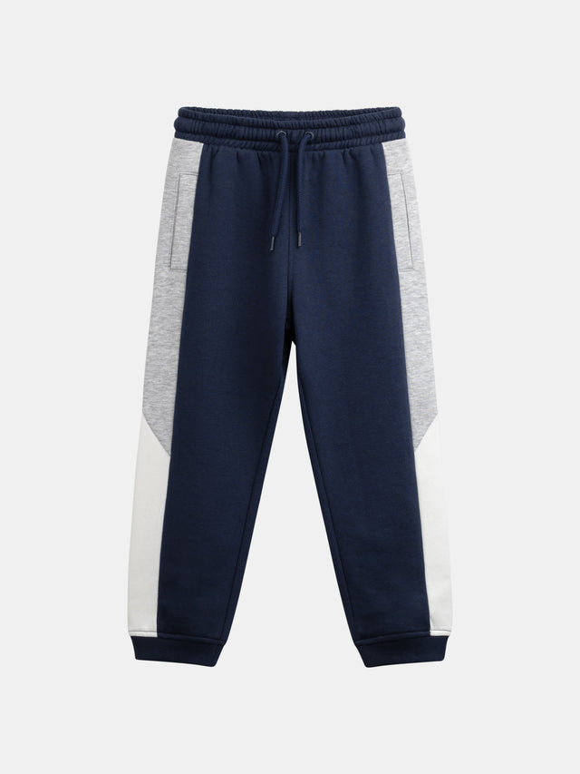 Pantaloni da jogging blu colorblock con tasche per ragazzi