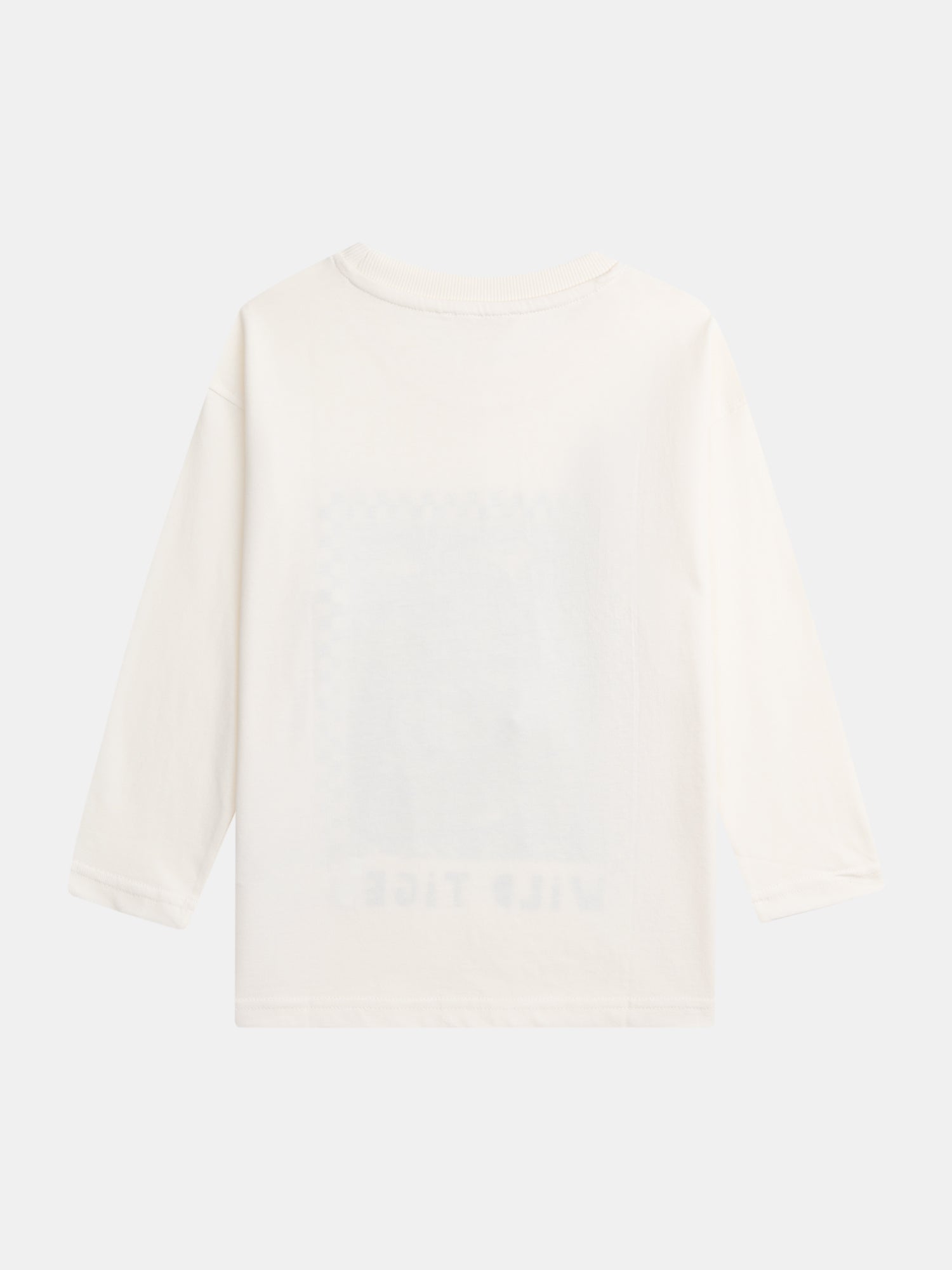 T-shirt ecru a maniche lunghe con animazione di tigre per ragazzi