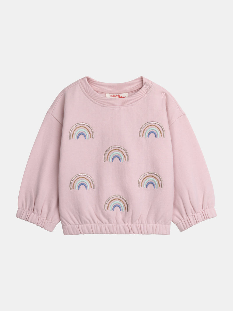 Completo felpa e pantaloni rosa "RAINBOW" per bambina