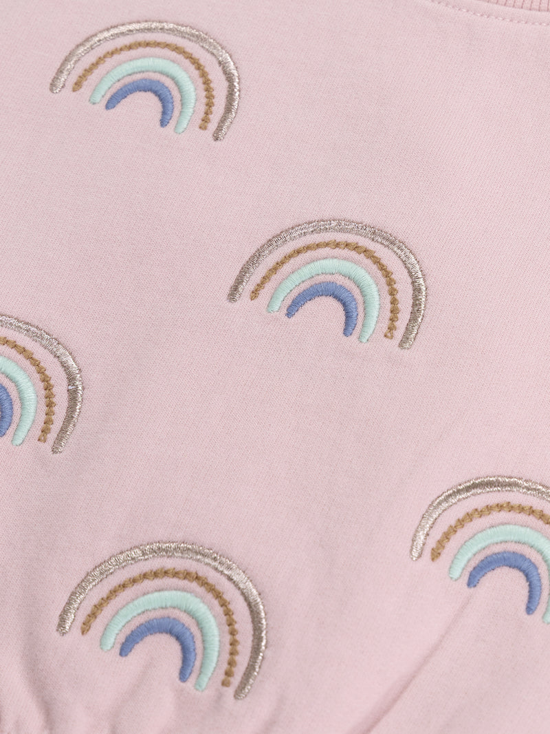Completo felpa e pantaloni rosa "RAINBOW" per bambina