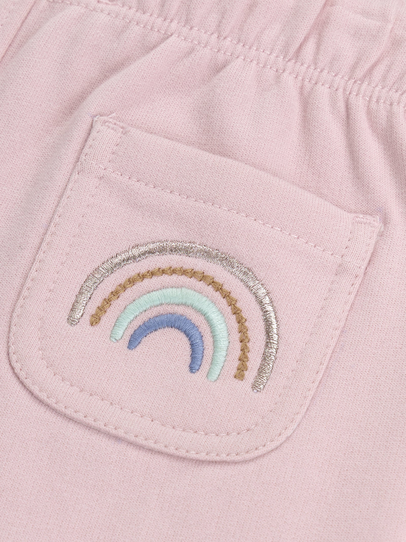 Completo felpa e pantaloni rosa "RAINBOW" per bambina