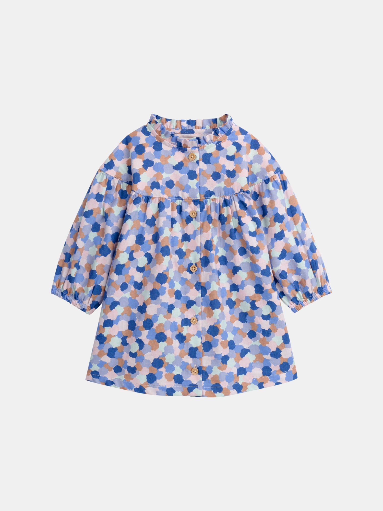 Vestito stampato con colletto a volant per bambina