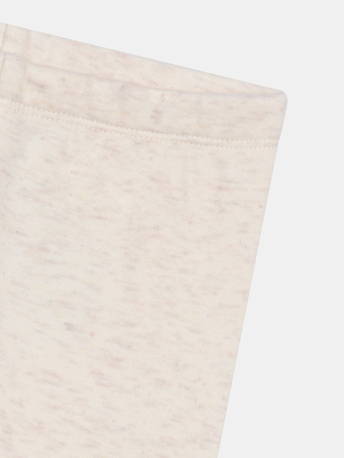 Pantaloni ecru con toppe a forma di cuore sulle ginocchia per bambina